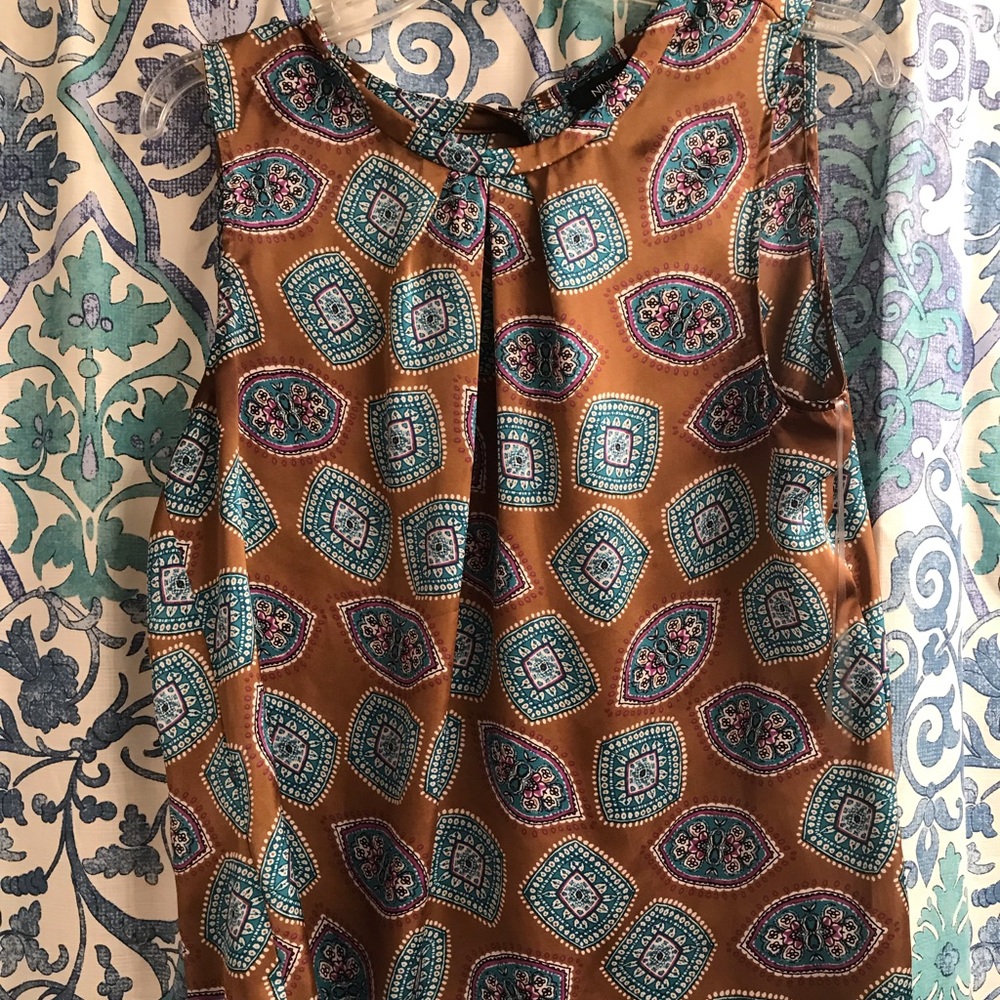 Nine West silky shell top blouse sleeveless Size L